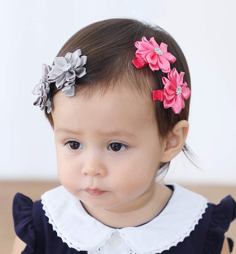 QandSweet 32 Pcs Girls Hair Clips Safety Clip Rhinestone Flower Barrettes for Toddler Girl Teens and Womens - Image 3