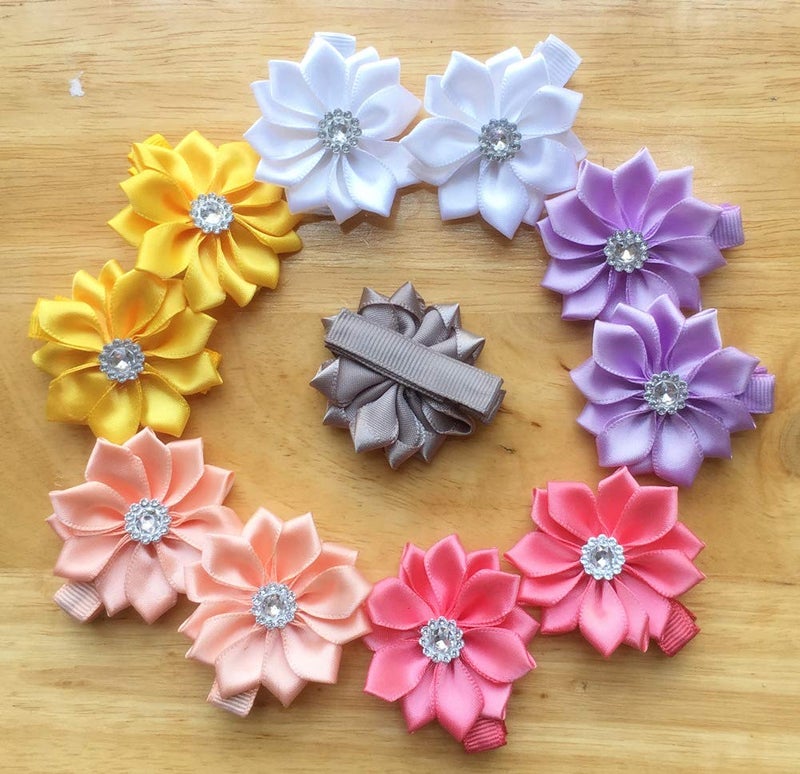 QandSweet 32 Pcs Girls Hair Clips Safety Clip Rhinestone Flower Barrettes for Toddler Girl Teens and Womens - Image 4
