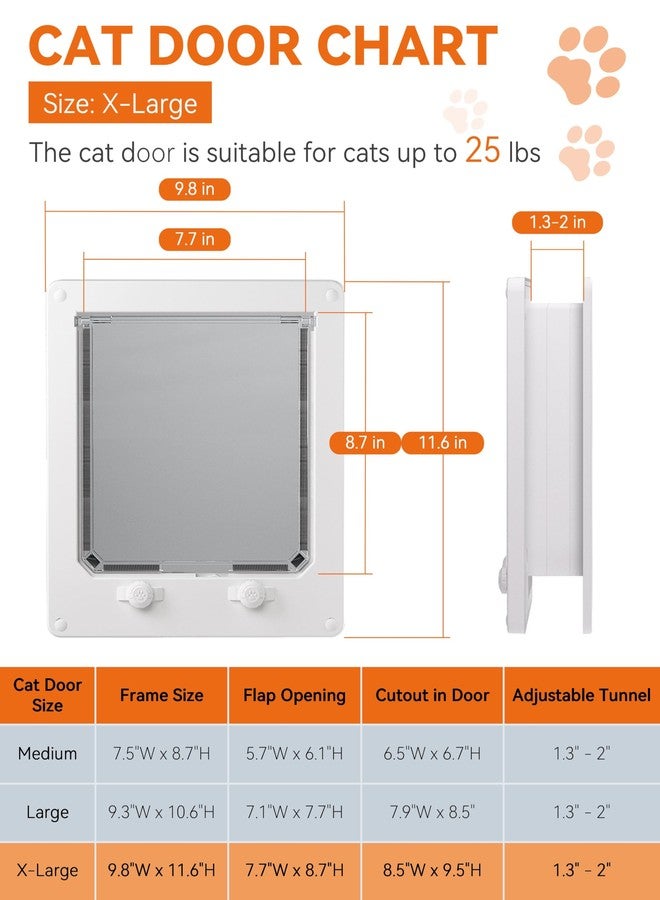 LIBBEPET Cat Door Interior Door, Indoor Cat Doors, X-Large Pet Doors for Cats Up to 25 lbs(Frame Size 9.8" x 11.6"), Upgraded 4 Way Locking Kitty Door for Interior & Exterior Doors, Easy to Install - Image 3