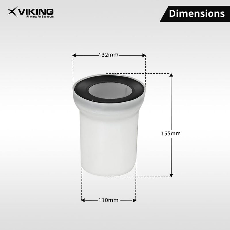 Viking Plastic WC PAN Connector - Straight Design - Dia 110mm - Length 150mm (6”) - (White) Perfect for a variety of toilet setups, watertight connection - Image 2