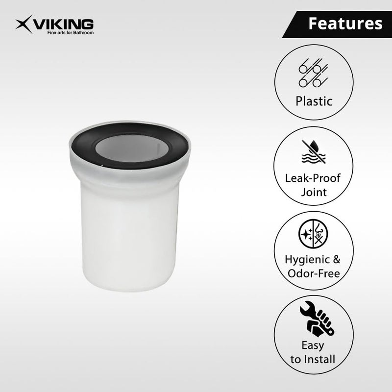Viking Plastic WC PAN Connector - Straight Design - Dia 110mm - Length 150mm (6”) - (White) Perfect for a variety of toilet setups, watertight connection - Image 3