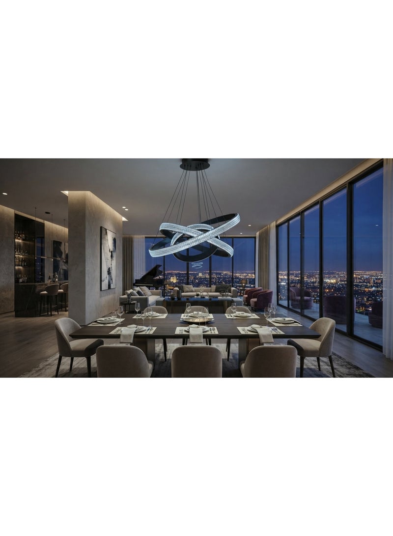 نجفة كريستال مودرن بتصميم حلقات متداخلة بتصميم جذاب يخطف العين - Image 2