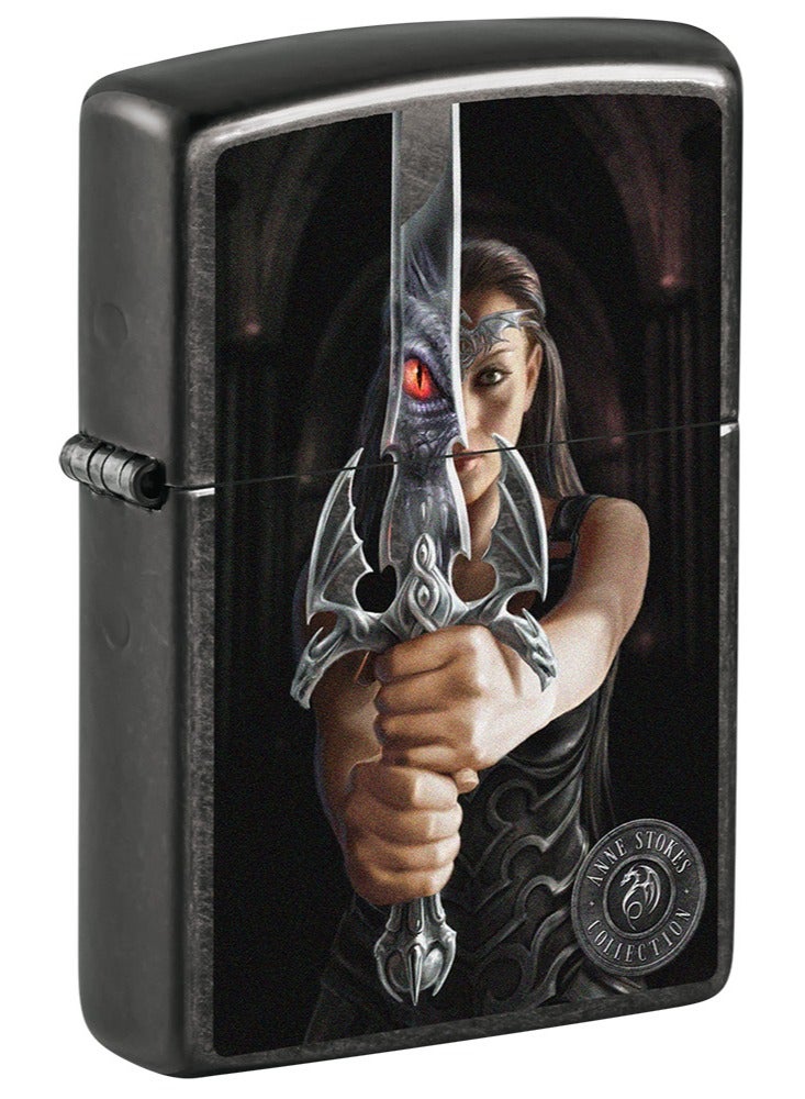 Zippo سي017395 28378 مجموعة آن ستوكز ولاعة مقاومة للرياح باللون الرمادي - Image 1