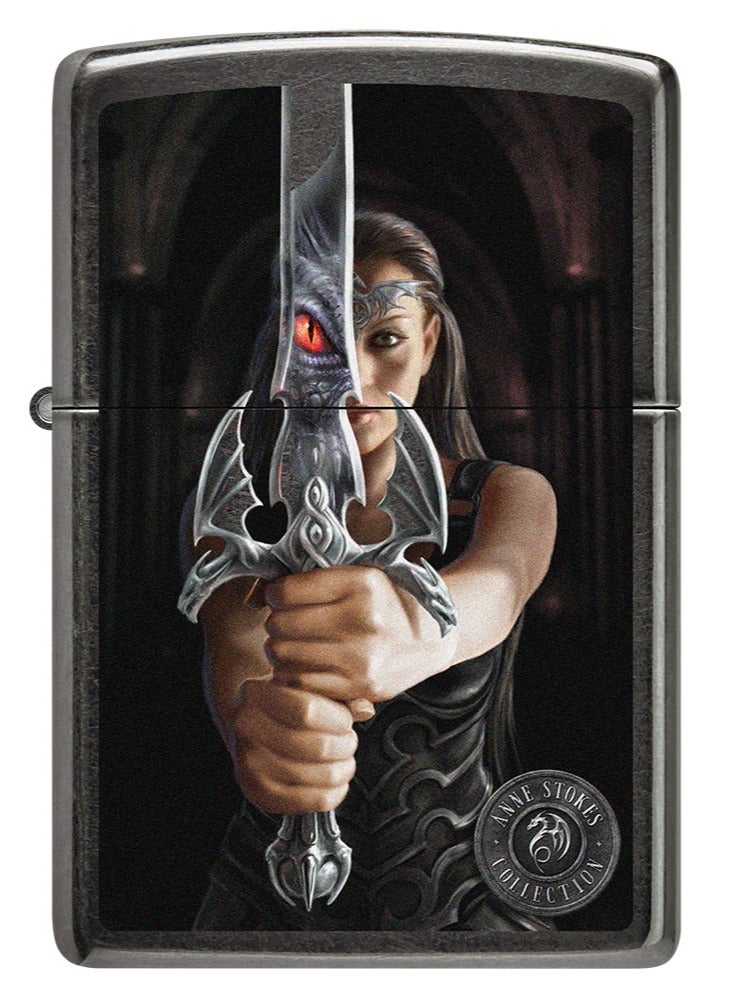 Zippo سي017395 28378 مجموعة آن ستوكز ولاعة مقاومة للرياح باللون الرمادي - Image 2