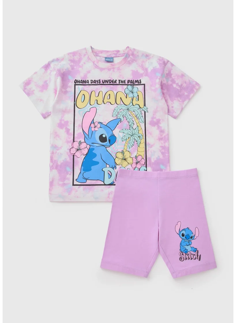 Matalan Girls Lilac Stitch T-Shirt & Shorts Set