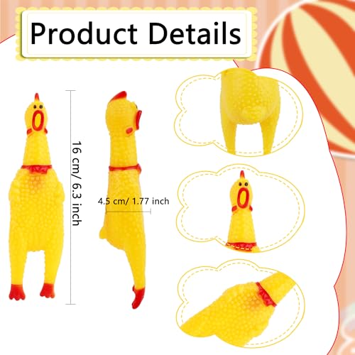 Plukeen 34 Pcs 6 Inch Squeaky Rubber Chickens Screaming Chicken Bulk Yellow Squawking Chicken for Kids Adults Party Prank Novelty Favors Family Game Toys Noise Maker - Image 5