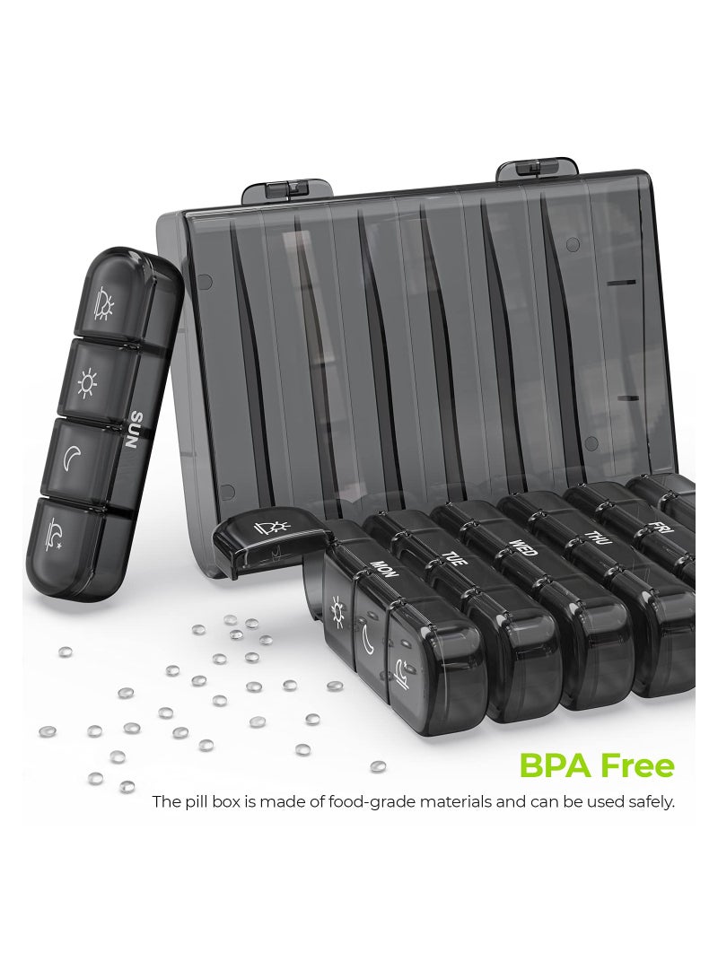 SYOSI Weekly Pill Organizer 4 Times a Day with 7 Daily Large Pill Box Cases to Hold Fish Oils Vitamins Supplements Medication - Image 2