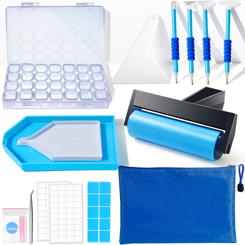 Suptikes Diamond Painting Accessories,Diamond Painting Tools with Cute Blue Roller and Diamond Embroidery Box for DIY Diamond Painting Art - Image 1