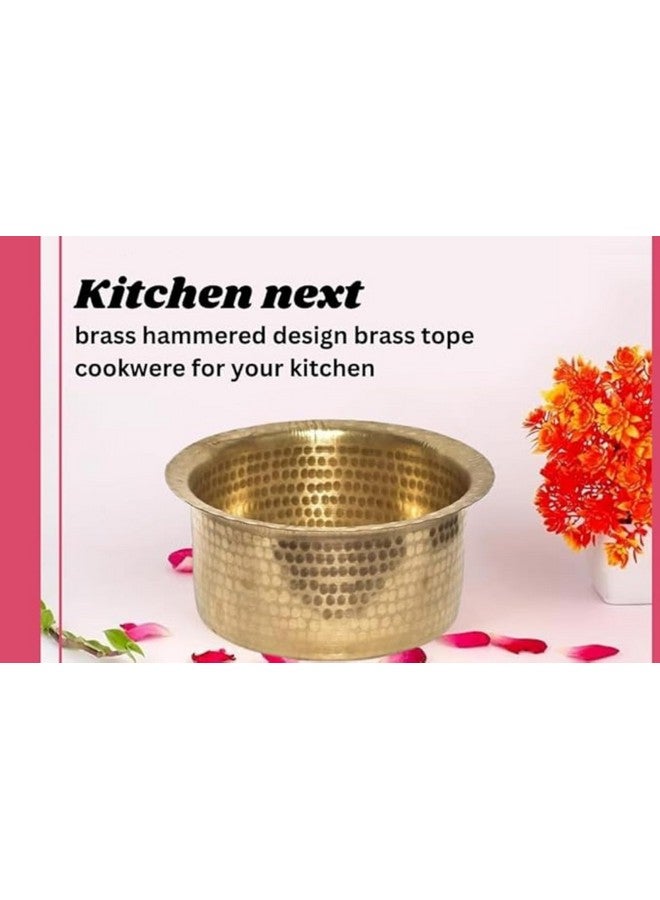 KITCHEN NEXT Brass Hammered, Polished Patila, Tope, Cookware, Round Tapeli, Bhagona (2.5 Liter) Gold - Image 2