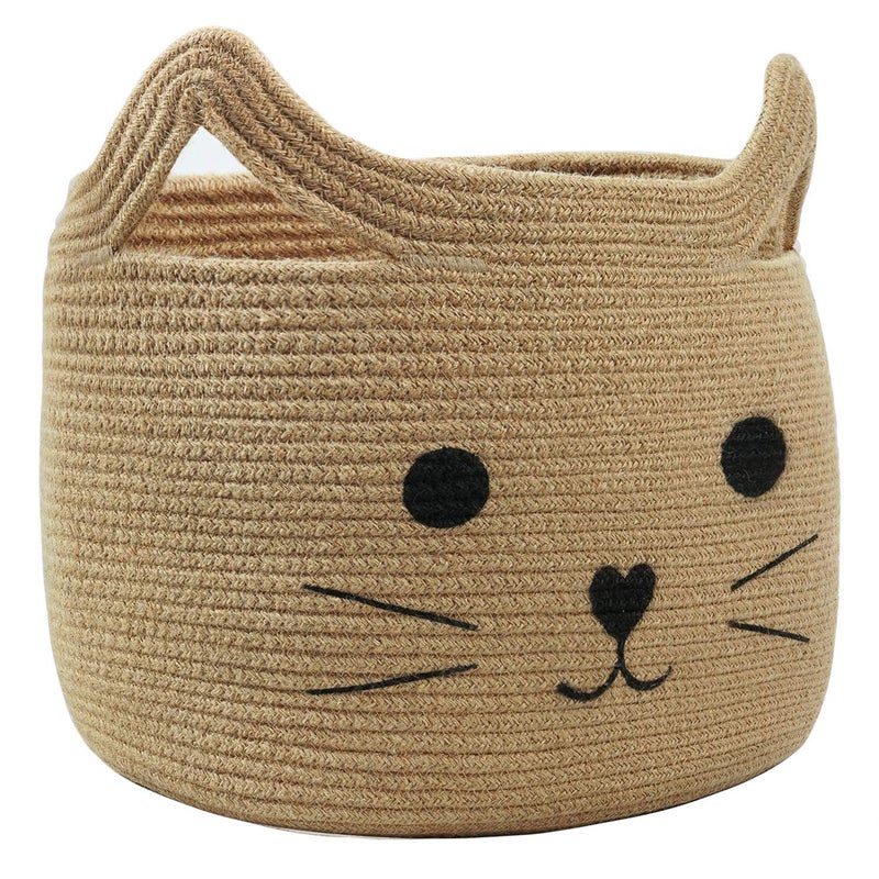 HiChen Large Woven Jute Rope Storage Basket, Baby Laundry Basket Organizer for Toys, Blanket, Clothes, Towels, Gifts | Pet Gift Baskets for Cat, Dog - 15.7" LÃ—11.8" H - Image 1
