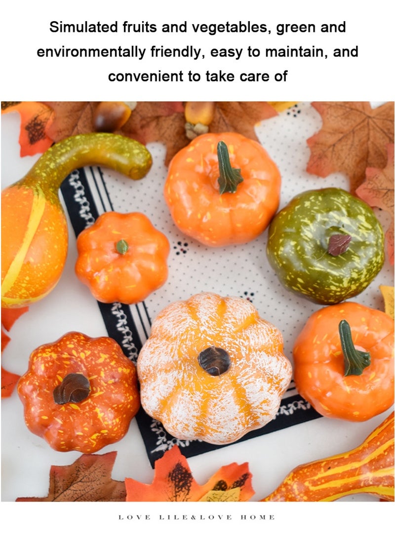 TAPIT 50PCS/Set Autum Simulated Pumpkins Decor Set, Mini Artificial Pumpkins Fall Leaves Acorns Decorations for Home, Fake Pumpkins Fall Decoration Set for Halloween, Thanksgiving and Wedding - Image 4