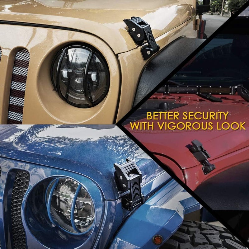 Xprite Aluminum Hood Latches Catch Kit for Jeep Wrangler JK JKU 2007-2018 & 2018-2021 Jeep Wrangler JL JLU Gladiator JT - Pair - Image 2