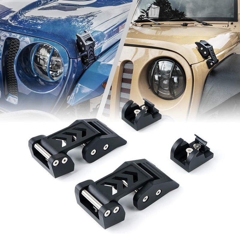 Xprite Aluminum Hood Latches Catch Kit for Jeep Wrangler JK JKU 2007-2018 & 2018-2021 Jeep Wrangler JL JLU Gladiator JT - Pair - Image 1