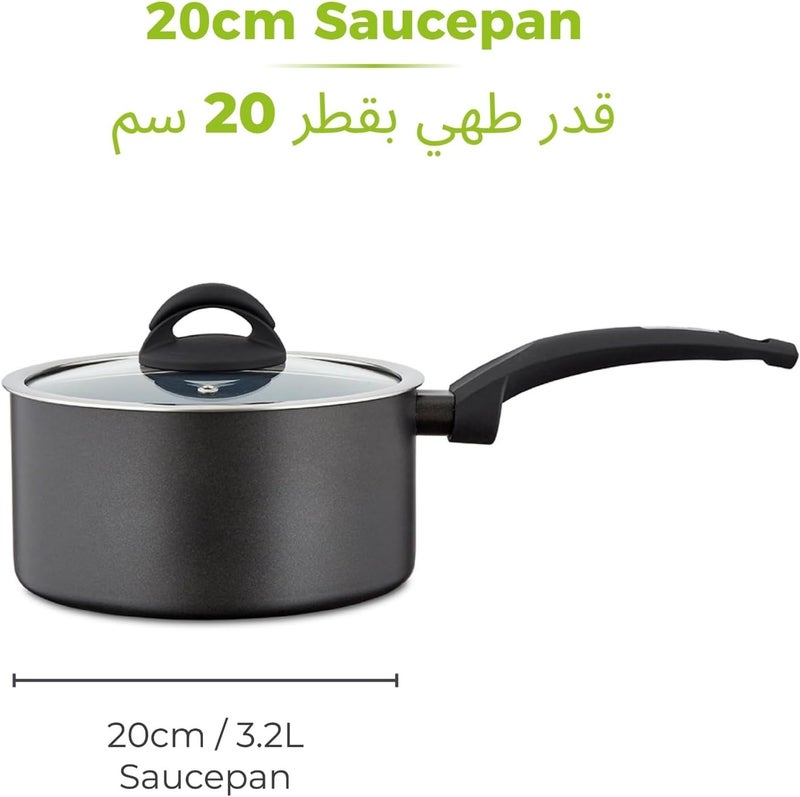 Tower Cerasure 20cm Aluminium Non-Stick Ceramic Saucepan with Tempered Glass Lid & Steam Vent | Bonded Base | PFAS PFOA PTFE Free Saucepot | All Stovetop Compatible | Dishwasher Safe | Graphite Grey - Image 3