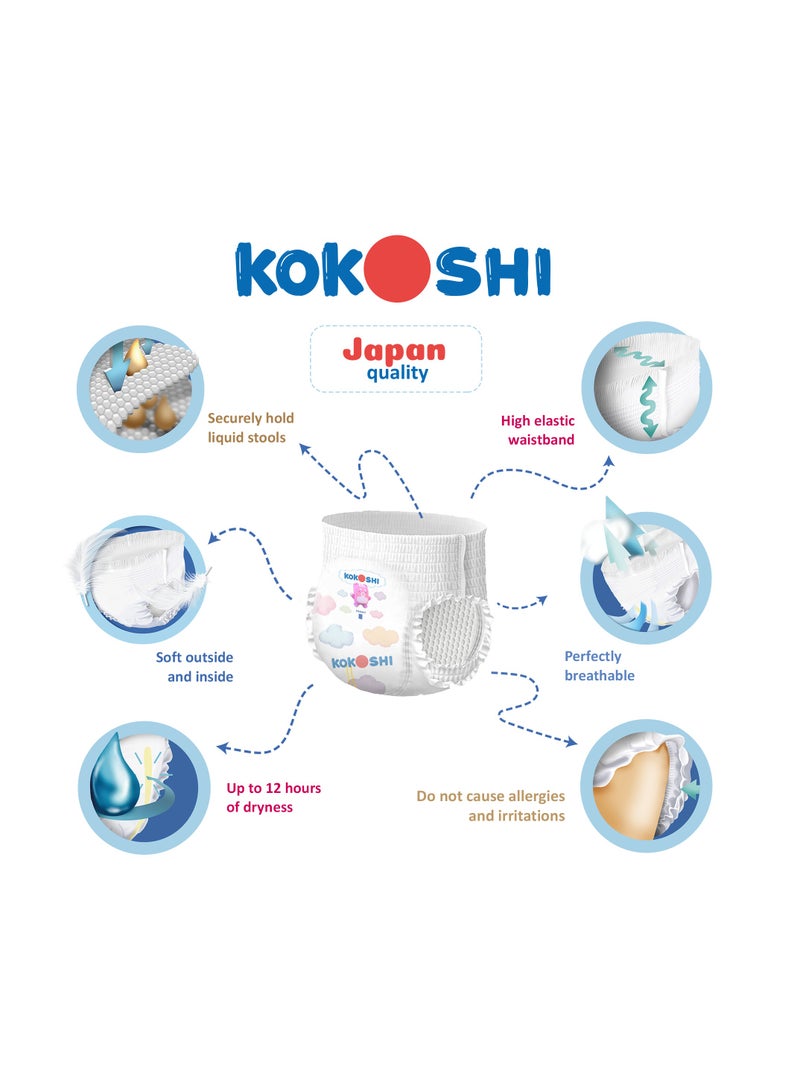 Kokoshi Premium Baby Pants Diapers, Size 3 for babies 6-10kg x 232pcs, Eco-friendly and Hypoallergenic Nappies, Japan Quality Ultimate Softness Leakproof for Skin Care Protection (Pm-232)