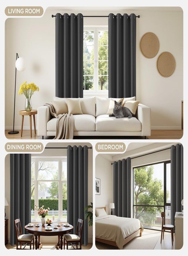 Joydeco Blackout Curtains 72 Inch Length 2 Panels Set, Thermal Insulated Long Curtains& Drapes 2 Burg, Room Darkening Grommet Drapes for Living Room Bedroom Window (Dark Grey, W52 x L72 Inch) - Image 4