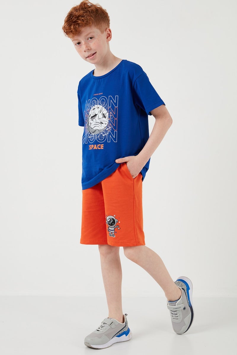 Lela Cotton Regular Fit Crew Neck Top and Bottom Set with Shorts Boy's Suit 6212008 - Image 2