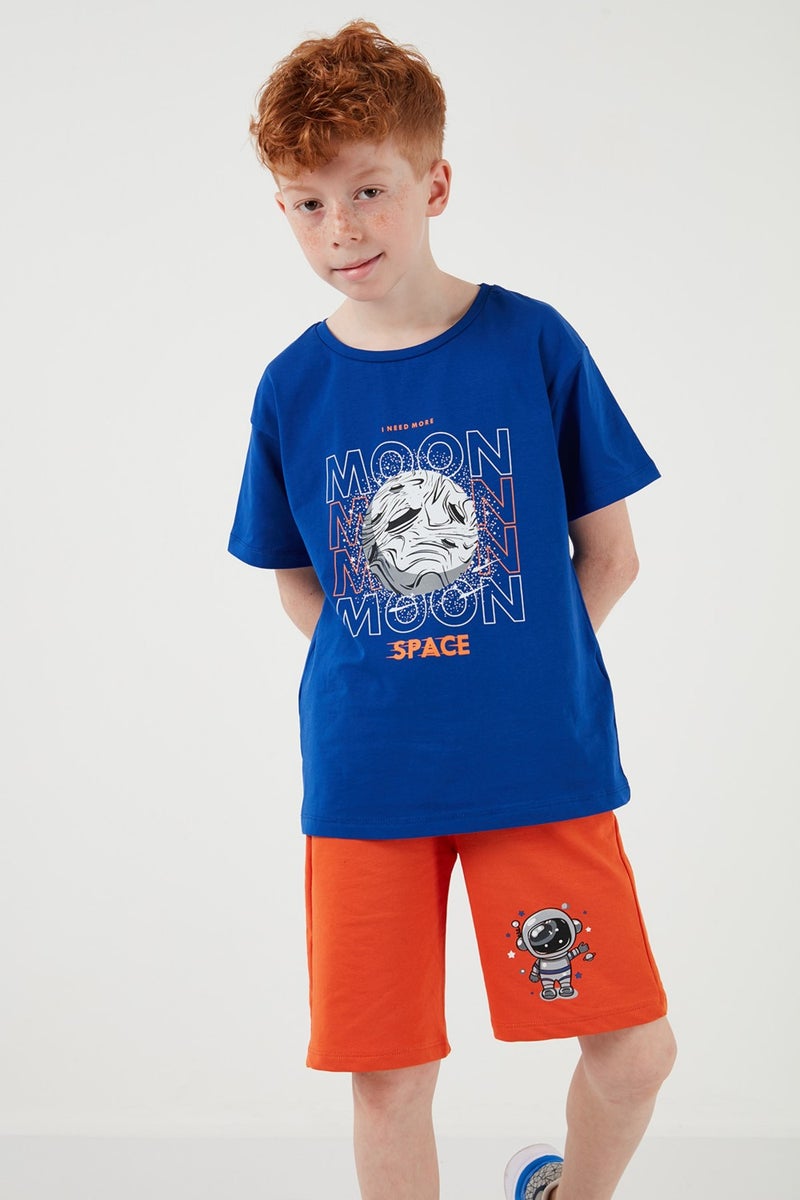 Lela Cotton Regular Fit Crew Neck Top and Bottom Set with Shorts Boy's Suit 6212008 - Image 3