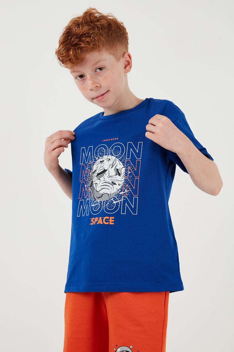 Lela Cotton Regular Fit Crew Neck Top and Bottom Set with Shorts Boy's Suit 6212008 - Image 5