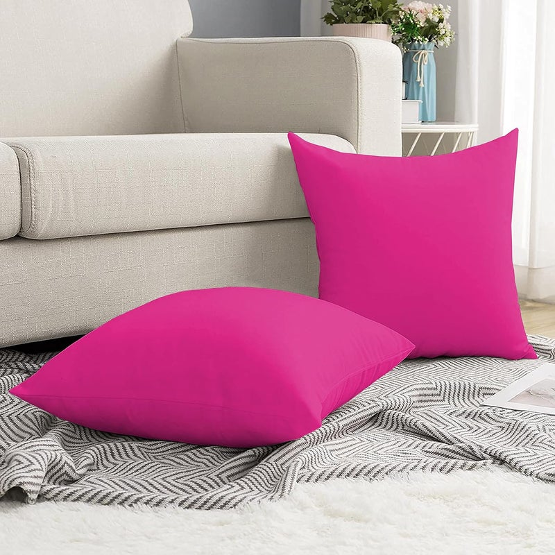 Day Care 400TC Imperious Design Decorative Throw Cushion Cover 100 Egyptian Cotton Size 16x16 Hot Pink Set of 2 - Image 1