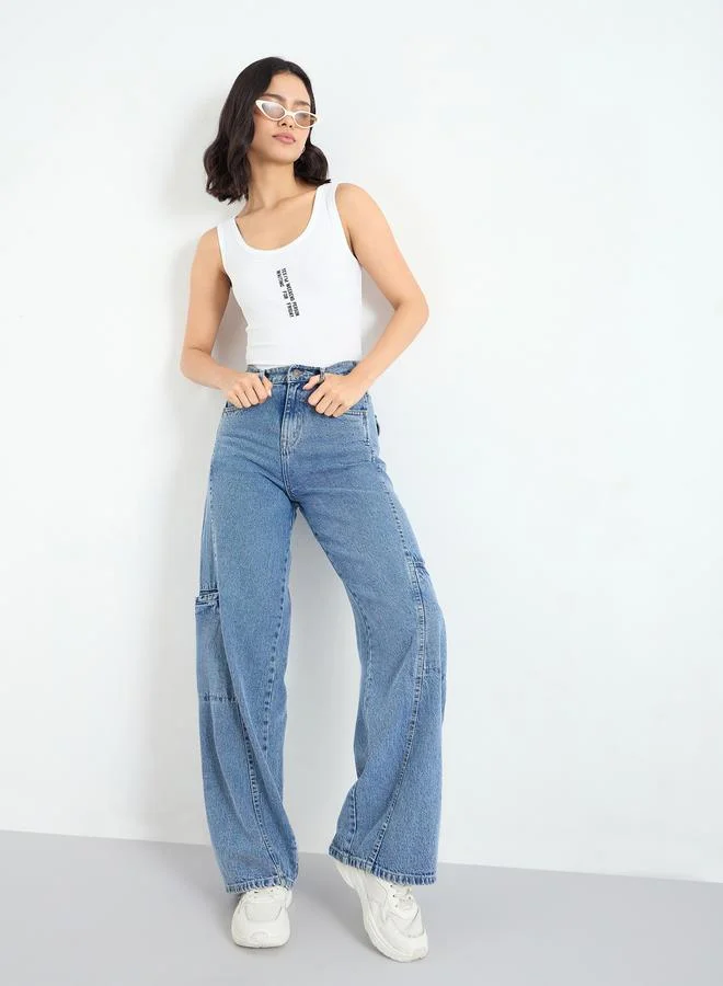 ستايلي Styli White Fitted Embroidered Tank