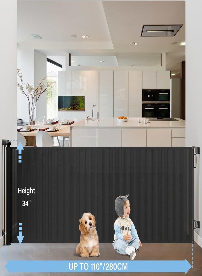 PRObebi Retractable Baby & Dog Gate - Extends to 110" Wide, 34" Tall, for Stairs, Doorways, Hallways, Outdoor, Deck, Porch - Image 4