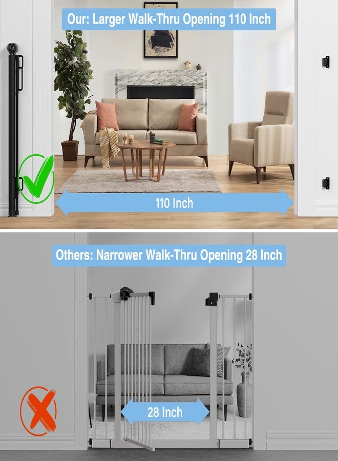 PRObebi Retractable Baby & Dog Gate - Extends to 110" Wide, 34" Tall, for Stairs, Doorways, Hallways, Outdoor, Deck, Porch - Image 2