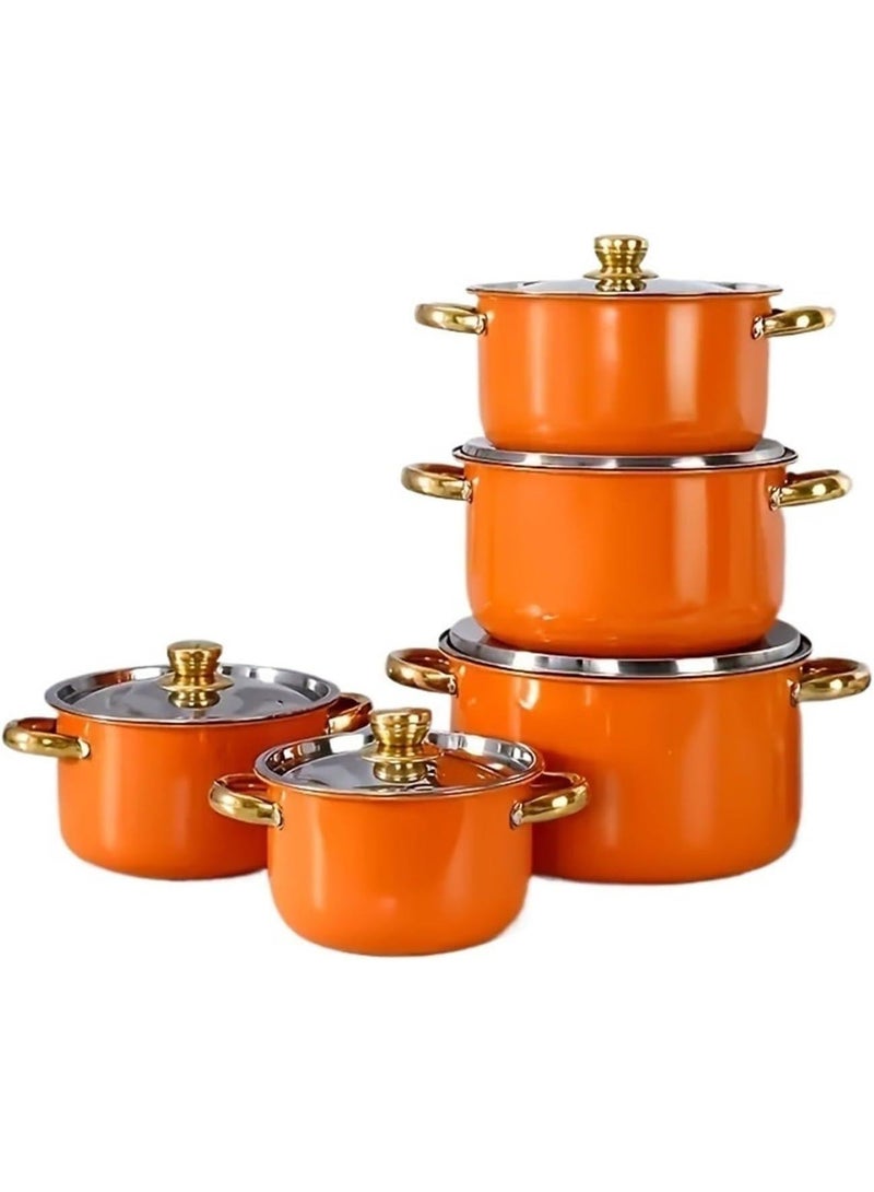 Bukela 5Pcs Stainless Steel Cookware Set,  Induction Compatible Base, Dishwasher-Safe, Strong, Heavy-Duty Riveted Handles - Image 1