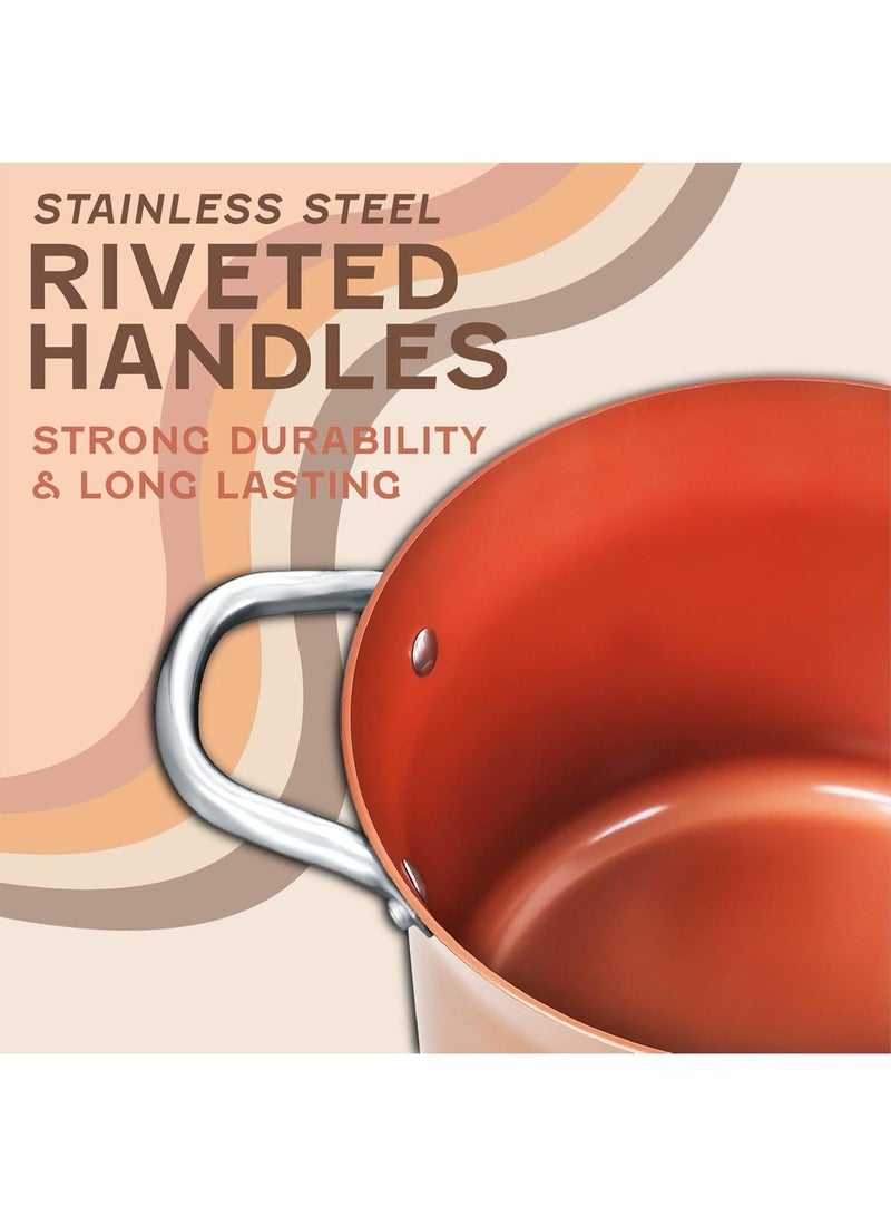 Bukela 5Pcs Stainless Steel Cookware Set,  Induction Compatible Base, Dishwasher-Safe, Strong, Heavy-Duty Riveted Handles - Image 4