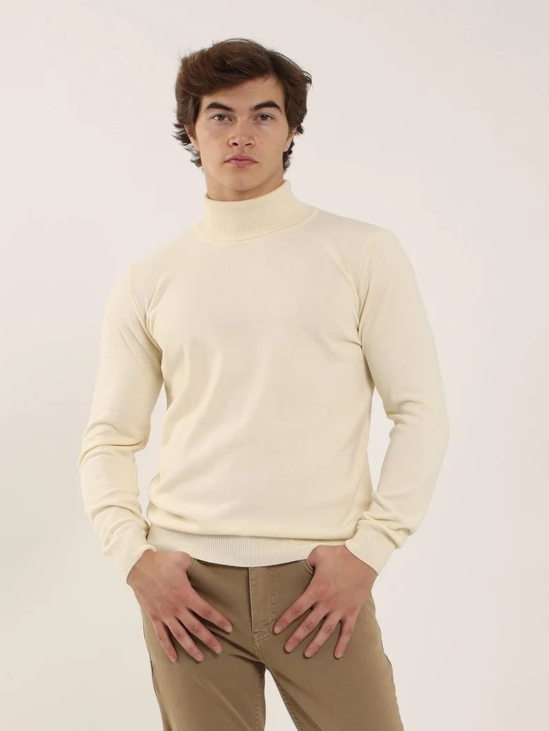 دوفي Bone Men's Slim Fit Full Turtleneck Knitwear