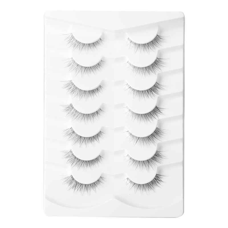 Gmagictobo Lashes Natural Short False Eyelashes Wispy Lashes Pack Light Volume Clear Band Soft Fake Eye lashes 7 Pairs Multipack - Image 1
