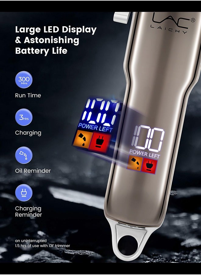 LAC - Hair Clippers for Men Hair Trimmer Beard Trimmer for Men Razor Kit - Gold Rechargeable USB Professional Cordless Hair Clippers for Men with LED Display for Barber - Image 1
