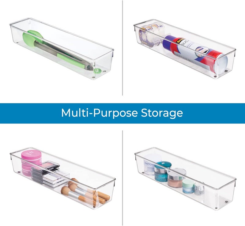 iDesign Linus Large Drawer Organizer Tray - Clear Plastic, 4" x 16" x 3" - Image 5