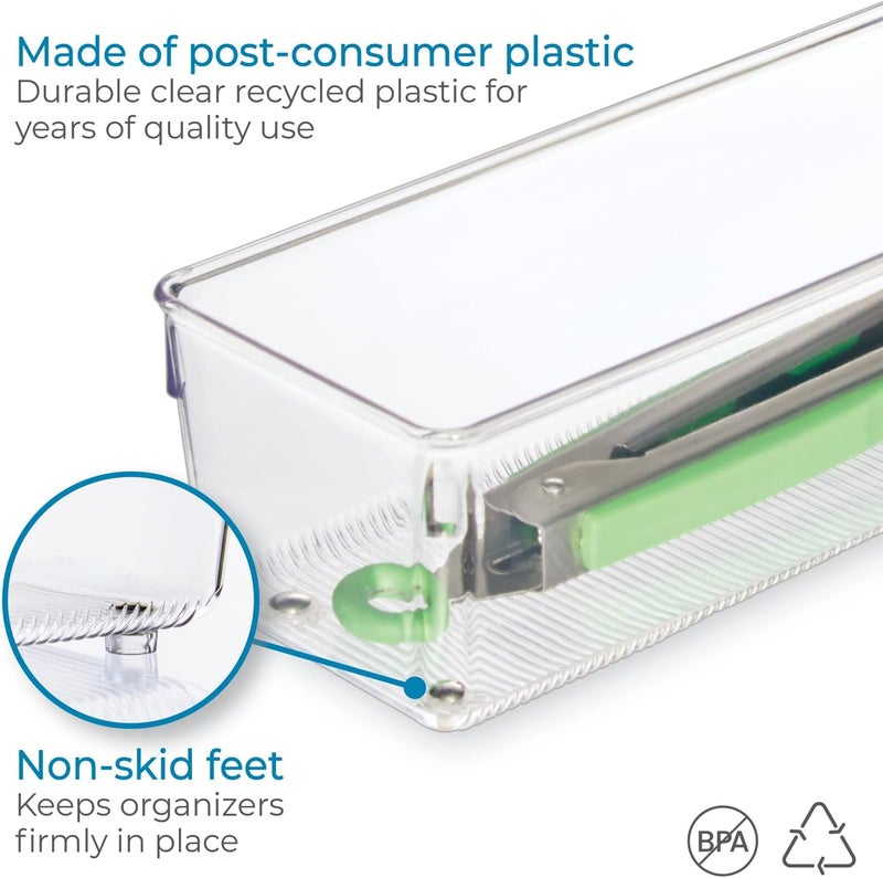 iDesign Linus Large Drawer Organizer Tray - Clear Plastic, 4" x 16" x 3" - Image 4