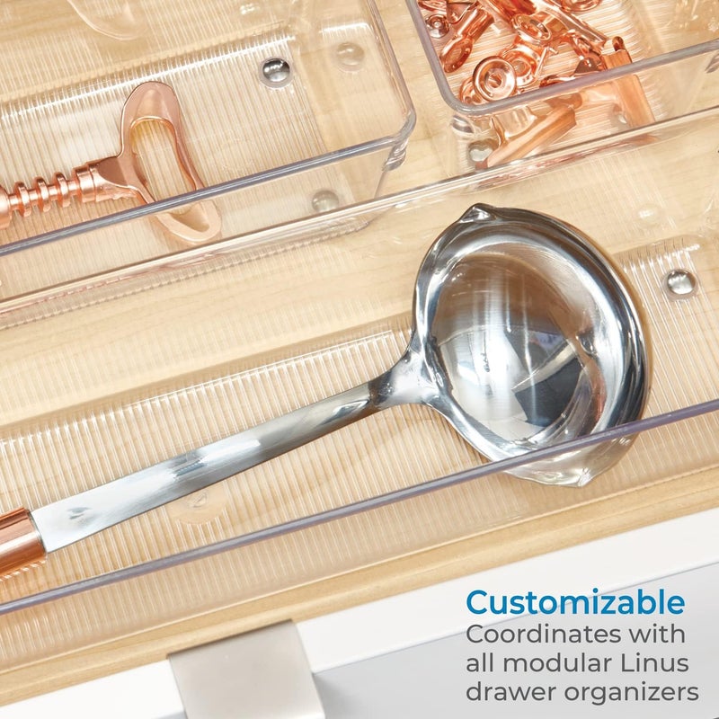 iDesign Linus Large Drawer Organizer Tray - Clear Plastic, 4" x 16" x 3" - Image 3