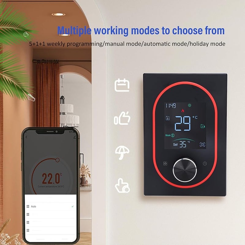 Programmable LCD Touchscreen Electric Baseboard Heater Thermostat Type 2 White 95V 240V APP Remote Control Energy Saving - Image 3