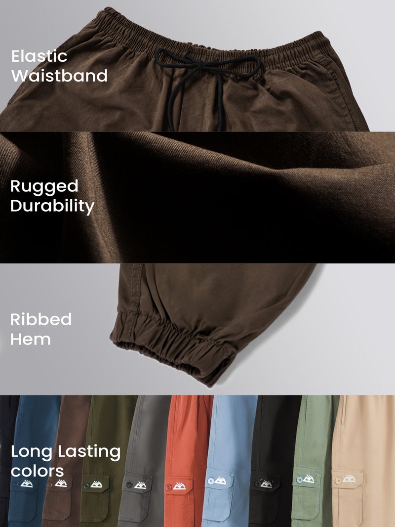 Beyoung Coffee Brown Cotton Cargo Joggers - Image 4