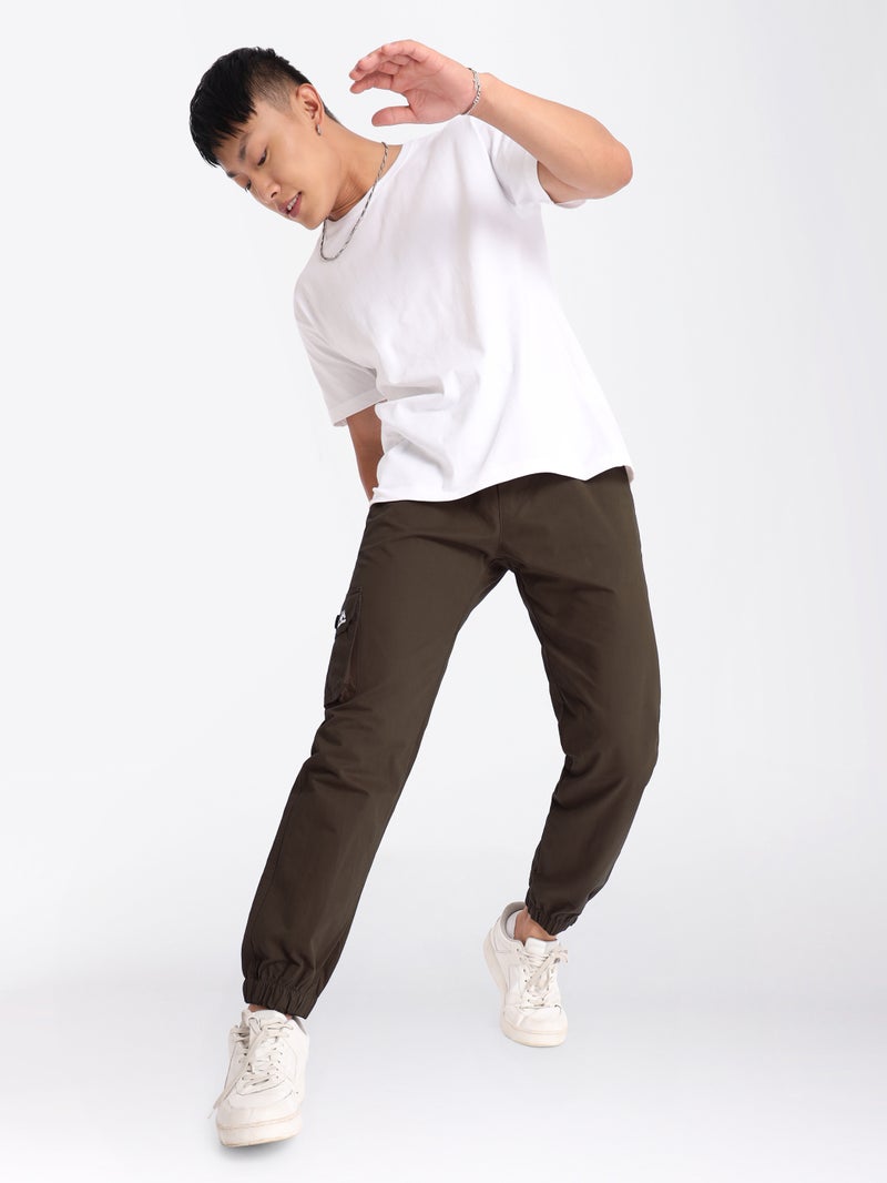 Beyoung Coffee Brown Cotton Cargo Joggers - Image 5