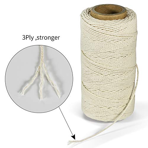 TJMOREE TJ.MOREE Butchers Twine, 3Ply 145m/476 1mmThick Feet String Food Oven Safe Cotton Cooking Meat Rope Bakers Twine Fit to Parcel Sausage and Decorate Crafts (Beige) - Image 4