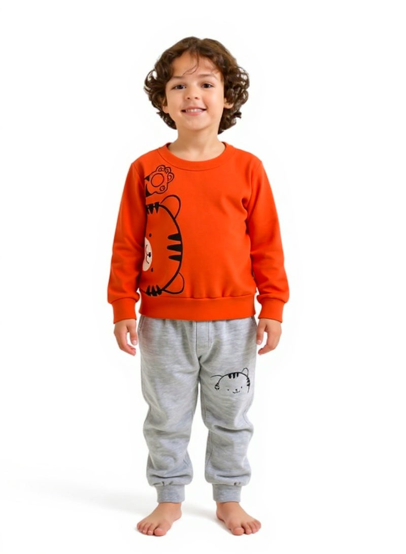lecoo kid's Winter Pajama Set - Milton Comfortable and suitable for cold winter - 2-piece set (Milton long-sleeve sweatshirt and elasticated waist pants). - Image 1