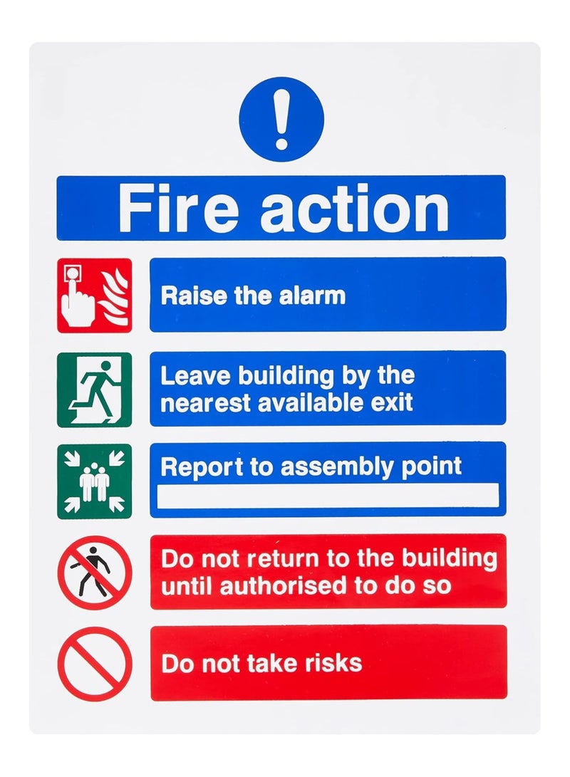 Arab Land Solutions Raise The Alarm Fire Action Notice Signs Sticker Pack of 6 - 150mm x 200mm Safety Instructions - Image 1