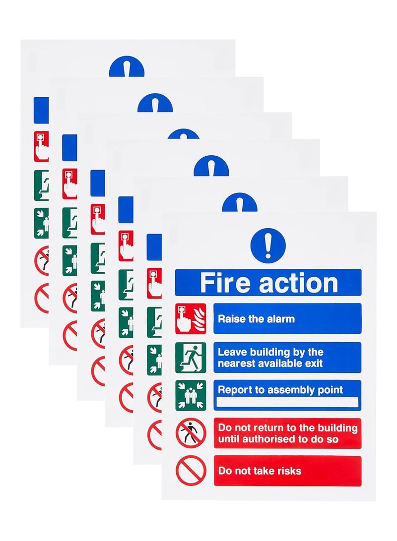 Arab Land Solutions Raise The Alarm Fire Action Notice Signs Sticker Pack of 6 - 150mm x 200mm Safety Instructions - Image 2