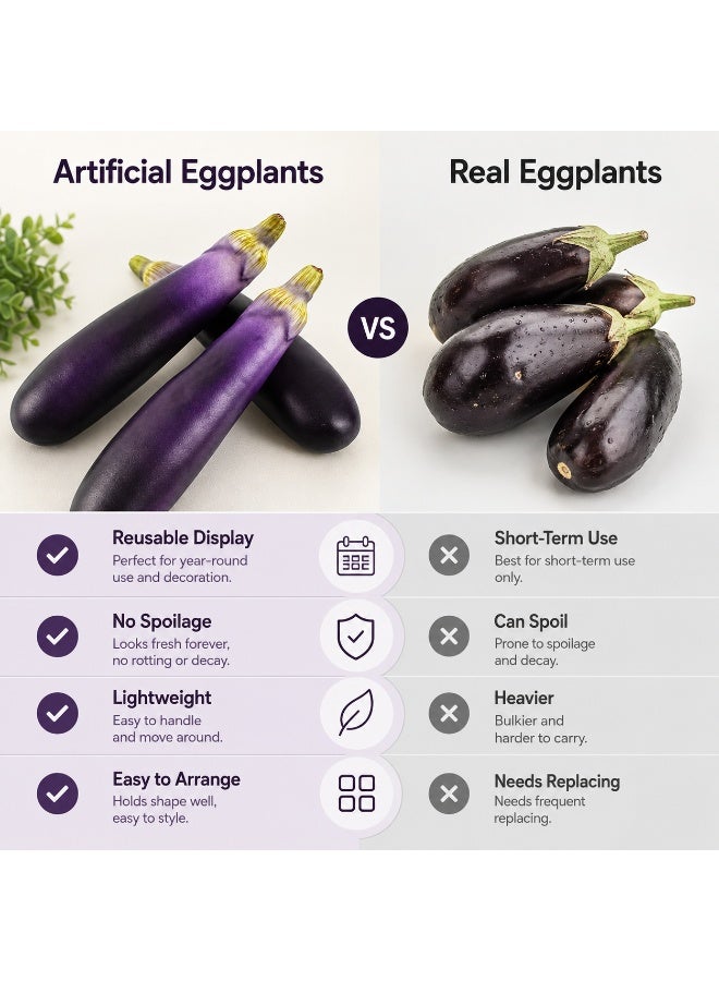 Realistic Artificial Eggplant Display Props 3 Piece Set - Image 4