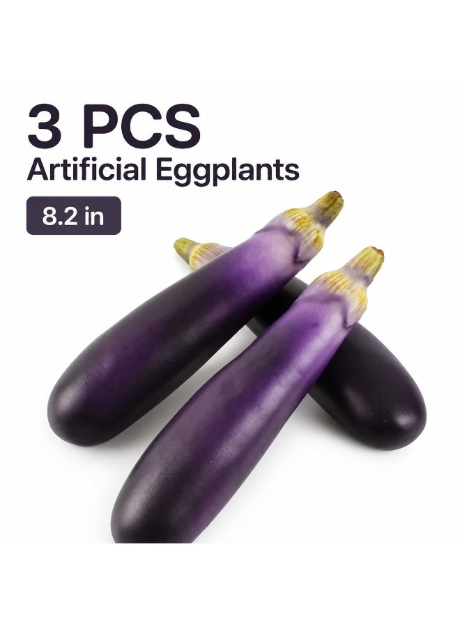 Realistic Artificial Eggplant Display Props 3 Piece Set - Image 1