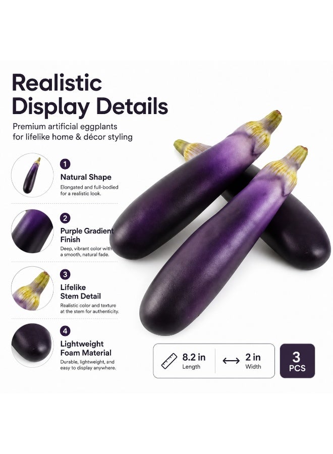 Realistic Artificial Eggplant Display Props 3 Piece Set - Image 2