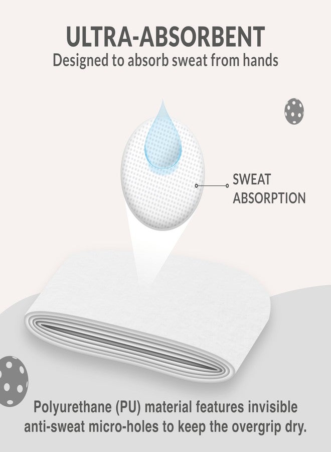 Palbea شريط بالبيا المحكم لمضرب بيكلبول - شريط أبيض لاصق للغاية لمقبض مضرب بيكلبول، عبوة من 6 قطع - امتصاص عالٍ للعرق وملمس ناعم مانع للانزلاق. ملحقات مصممة لتحسين شريط مقبض مضرب بيكلبول الخاص بك. - Image 5