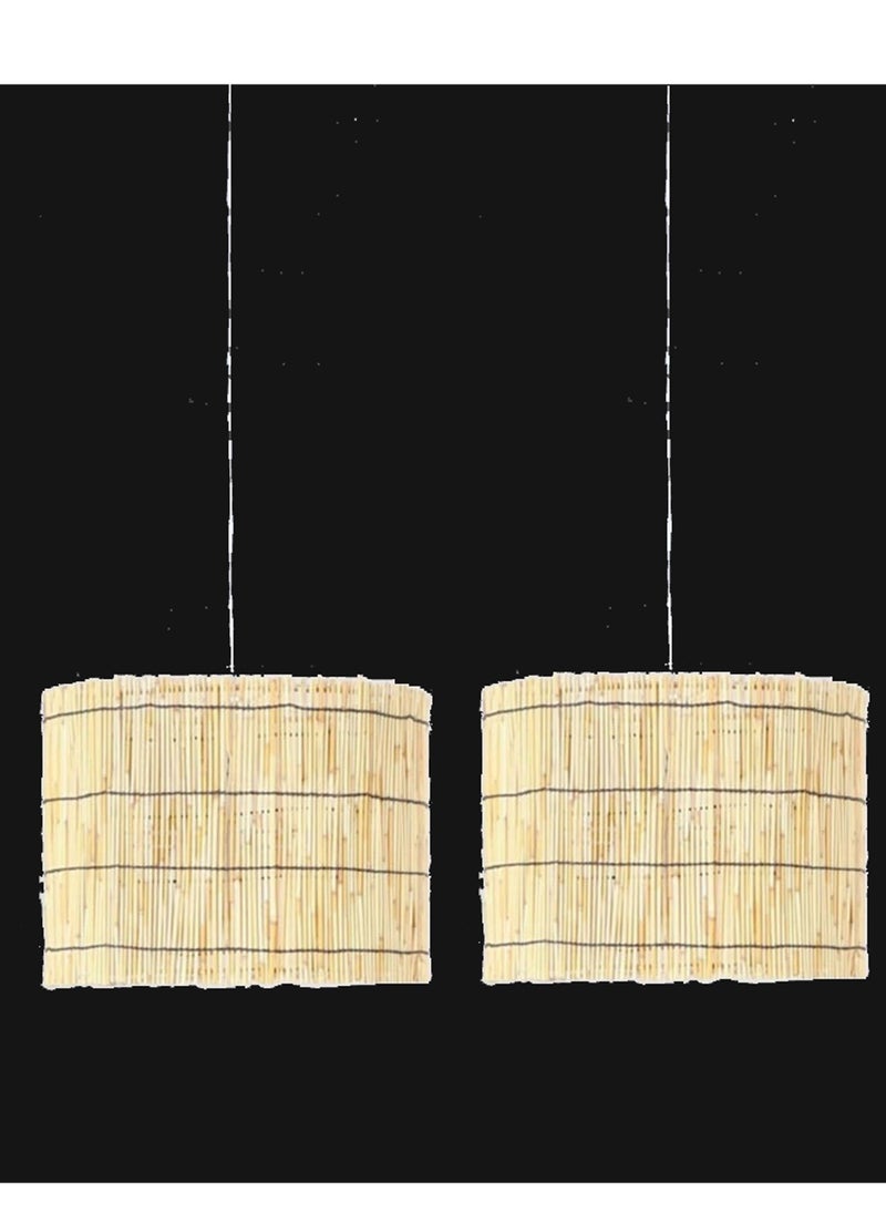 Living Set of 2 Rattan Lighting Hanging Lamp For Home  - Image 2