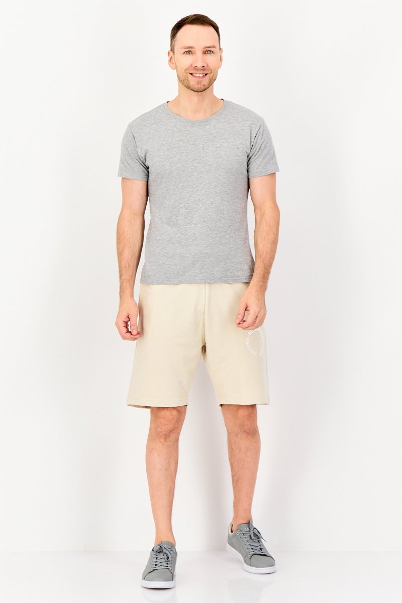 Blank Essentials Men Brand Logo Basic Shorts, Beige - Image 4