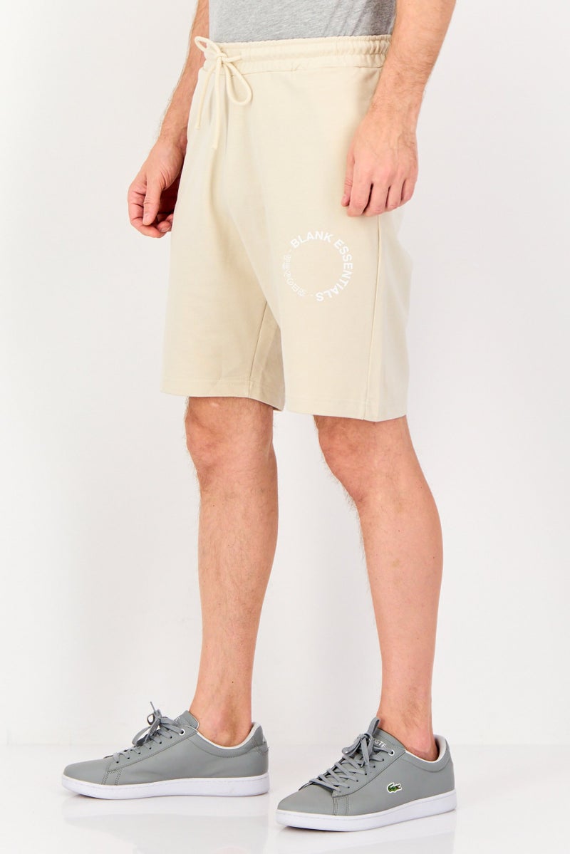 Blank Essentials Men Brand Logo Basic Shorts, Beige - Image 2