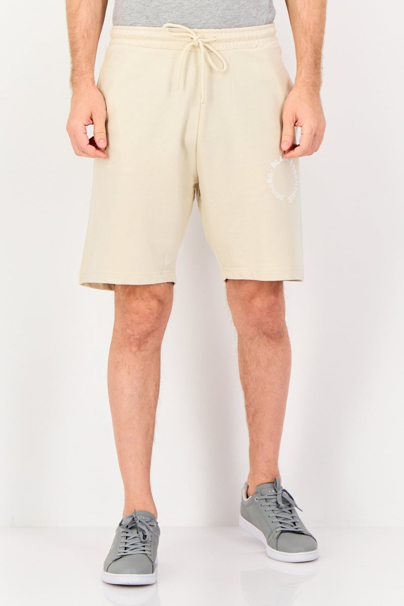 Blank Essentials Men Brand Logo Basic Shorts, Beige - Image 1